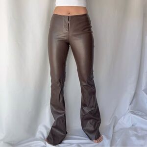 IAMGIA Brown Low Waisted Pleather Flare Pants